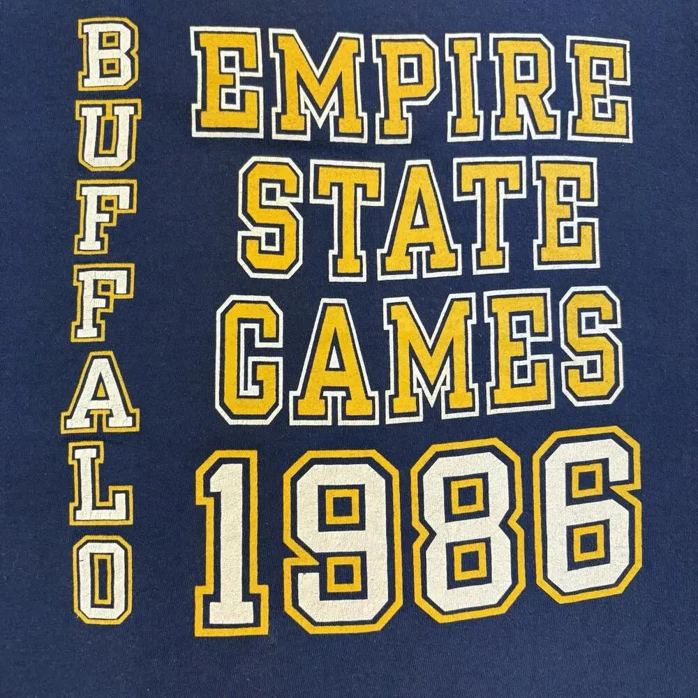 Vintage 80s 1986 Champion Empire State Games Shirt Size Medium Fits Small Navy - Picture 4 of 7